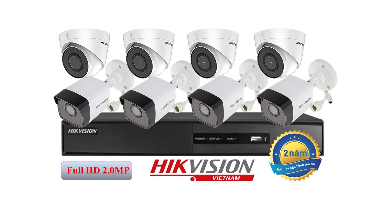 Trọn bộ 8 camera IP hồng ngoại